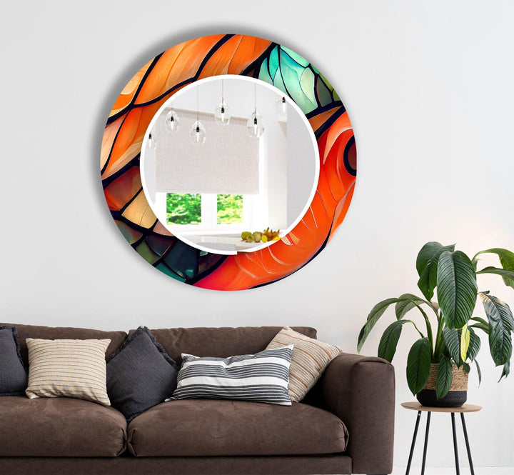 Stained Orange Green Wall Mirror huge wall mirror
