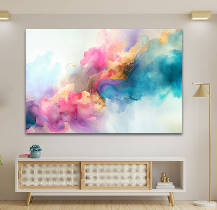 Abstract with water color Soft Brush Glass Wall Art