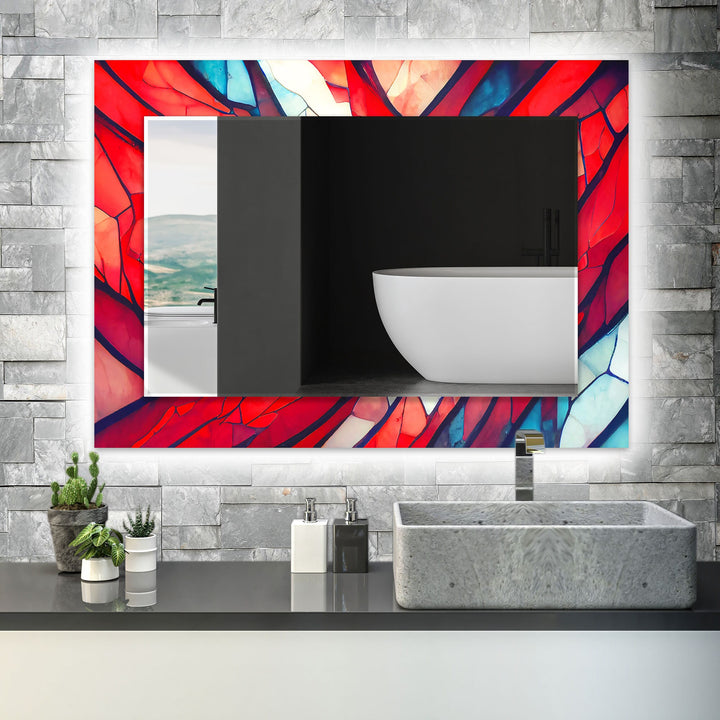 Red Abstract Wall Mirrors large living room mirror
