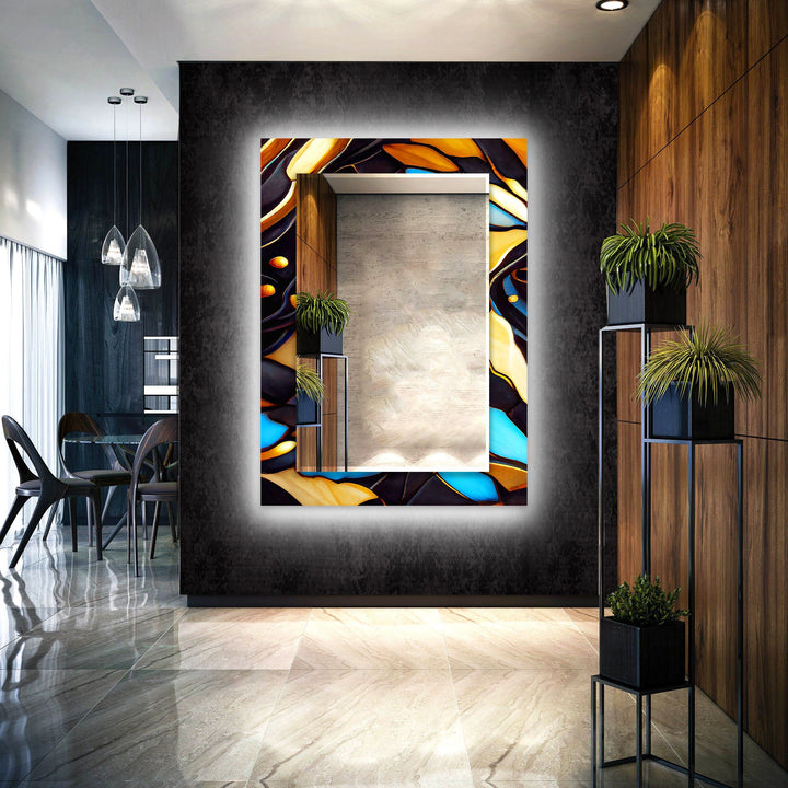 Black & Gold Stained Wall Mirror Stained Glass Wall Mirror