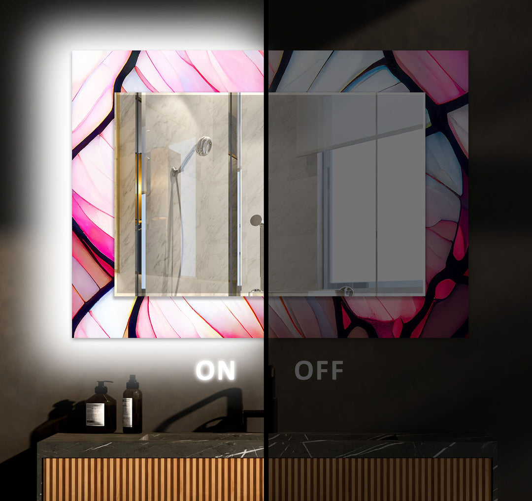 Abstract Pink Lines Wall Mirror