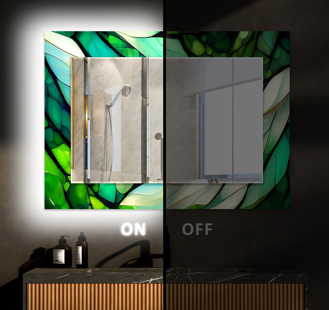 Green and White Abstract Wall Mirror mirror wall art
