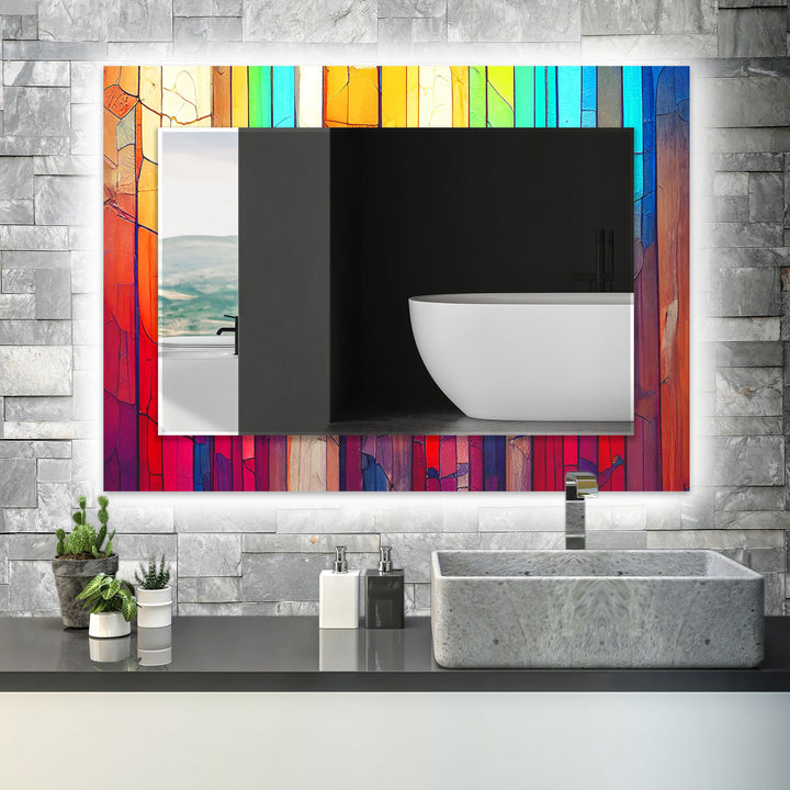 Colored Woods Wall Mirrors Long Wall Mirror
