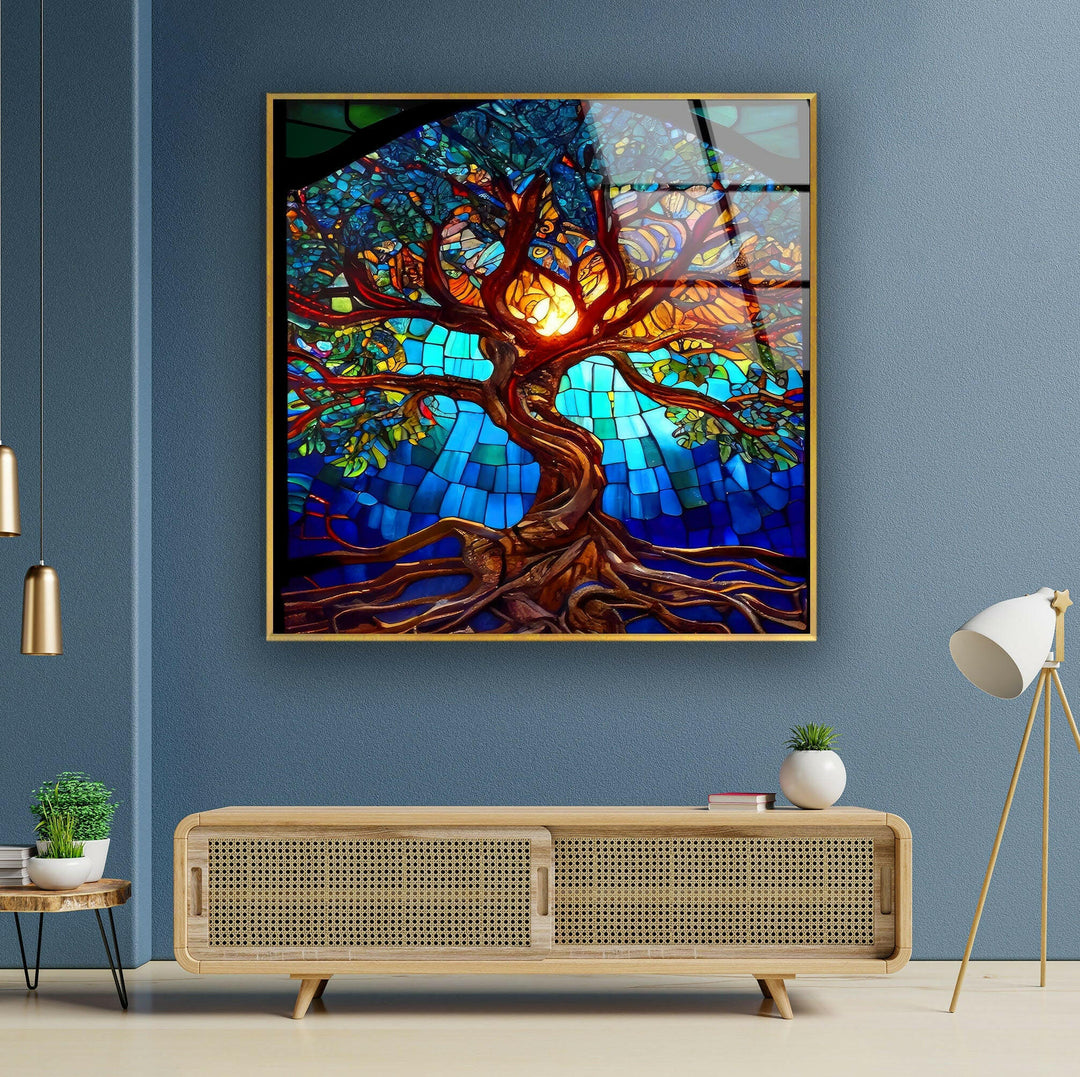 Stained Tree Glass Wall Art glass image printing, glass prints from photos