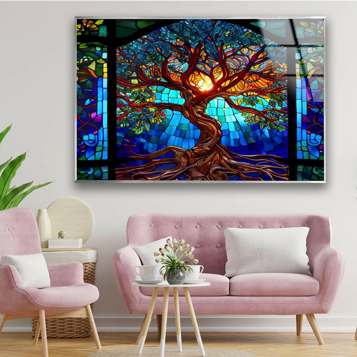 Stained Tree Glass Wall Art custom glass photo prints, large glass prints