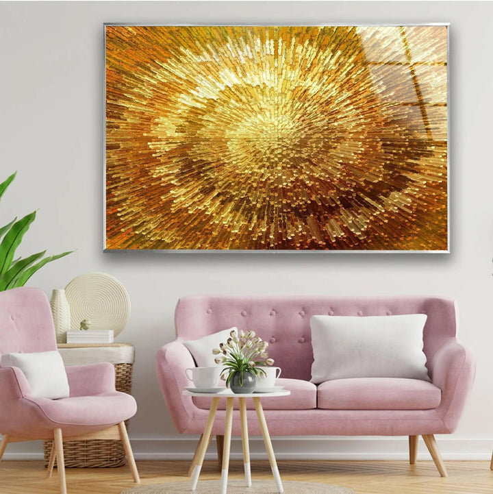 Golden Abstract Art Glass Wall Art