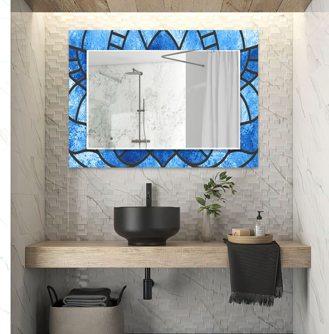 Navy Blue Stained Wall Mirrors Black Wall Mirror
