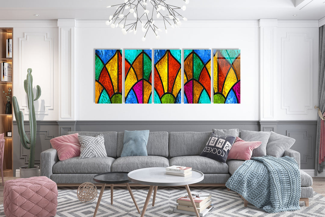 Abstarct Colorful Stained Glass Wall Art, large glass photo prints, glass wall photos