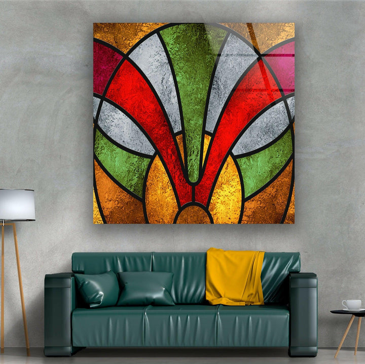 Stained Red & Green Glass Wall Art glass photo prints, glass picture prints