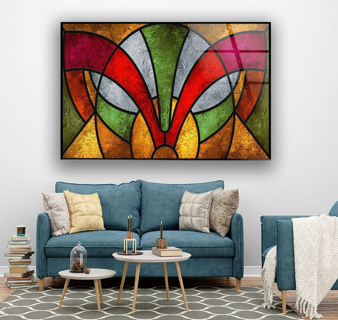 Stained Red & Green Glass Wall Art glass pictures for Wall, glass prints wall art