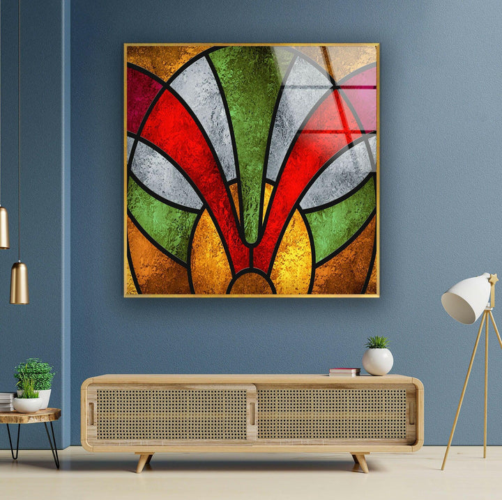 Stained Red & Green Glass Wall Art custom glass pictures, glass art prints