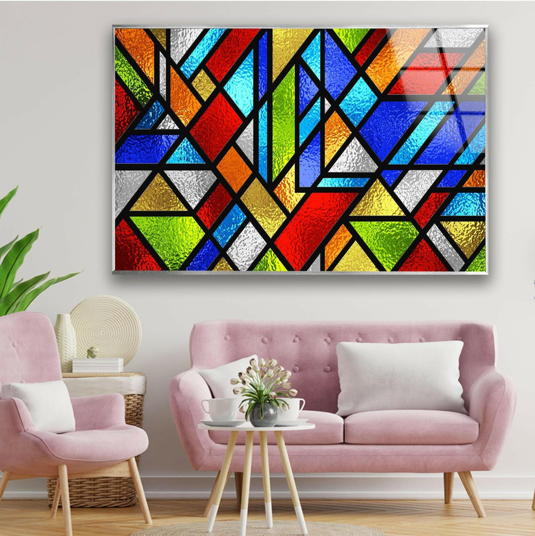 Fractal And Cool Stained Glass Wall Art print on glass, glass printed photos