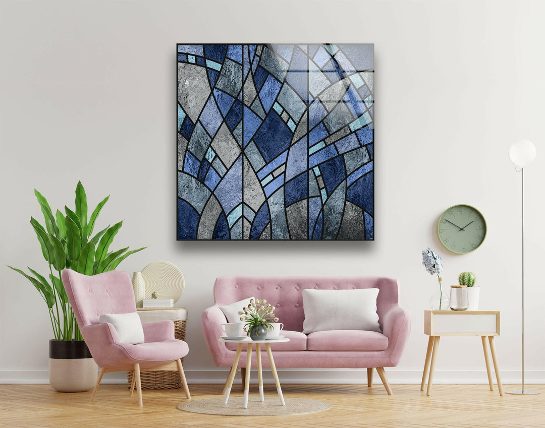 Blue Stained Decorative Glass Wall Art glass photo prints, glass picture prints