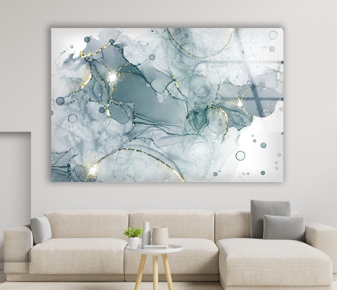 Pastel Cyan Mint Marble Glass Wall Art , glass printing Wall art, tempered glass art