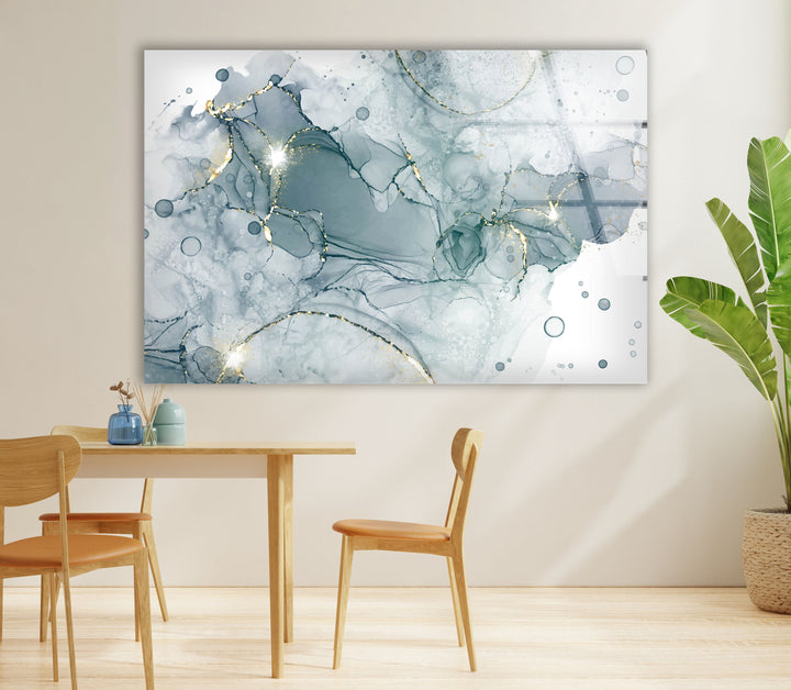 Pastel Cyan Mint Marble Tempered Glass Wall Art