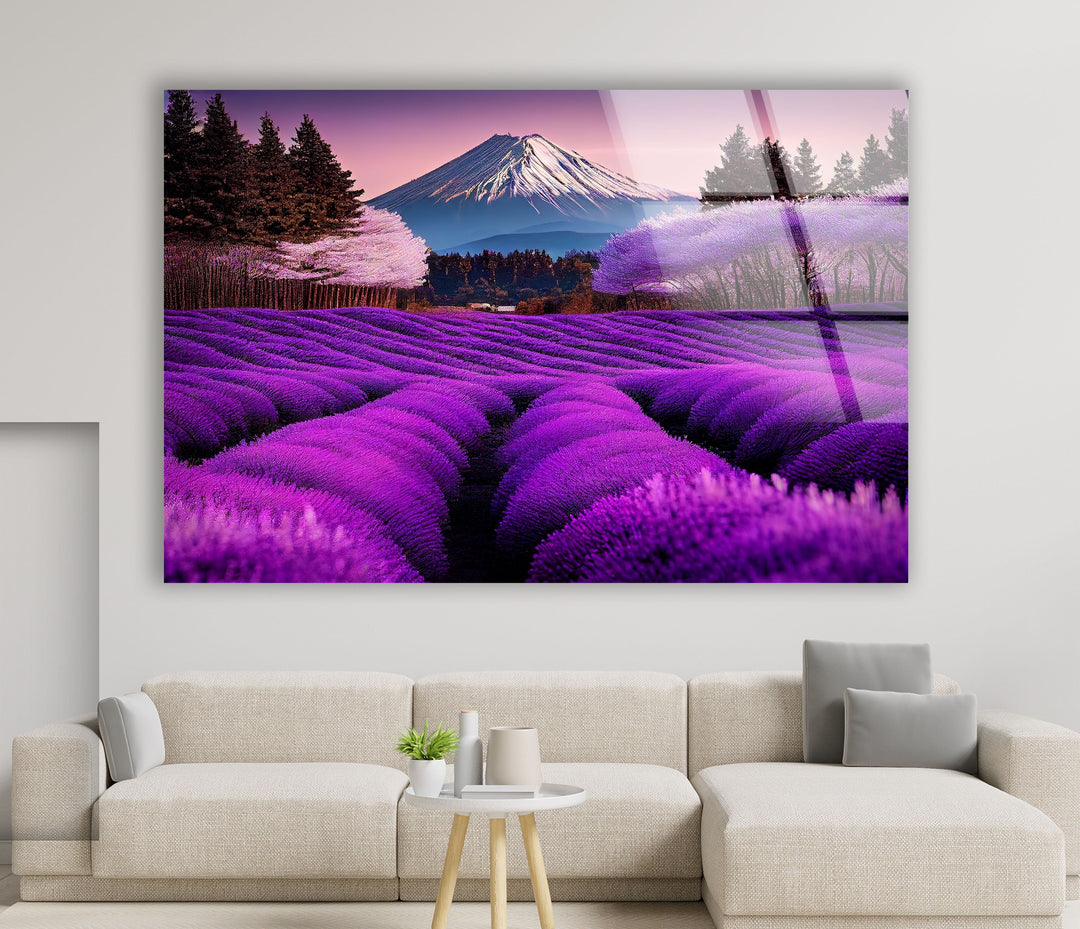 Lavender Fields in Bali Glass Wall Art glass photo prints, glass picture prints