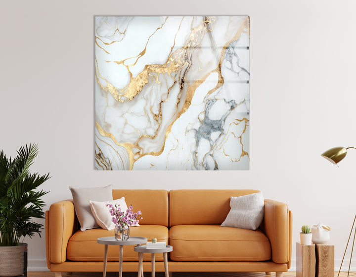 White and Gold Marble Glass Wall Art  glass pictures for Wall, glass prints wall art
