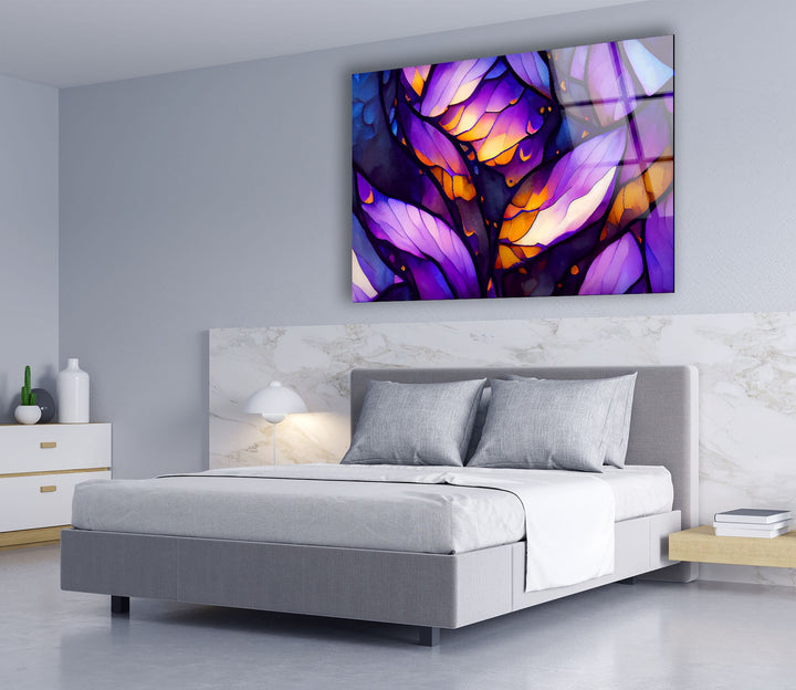 Purple Stained Glass Wall Art, glass pictures for Wall, glass prints wall art