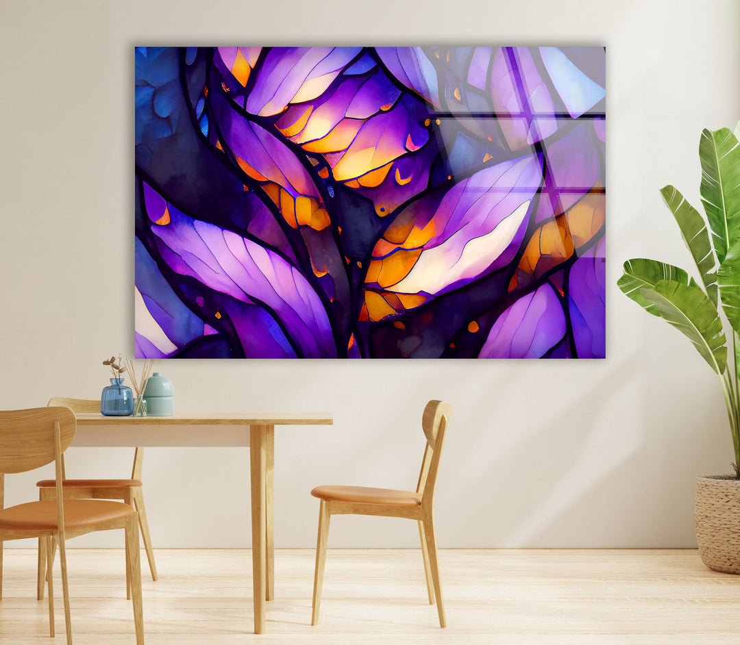 Purple Stained Glass Wall Art, photo print on glass, prints on glass wall art