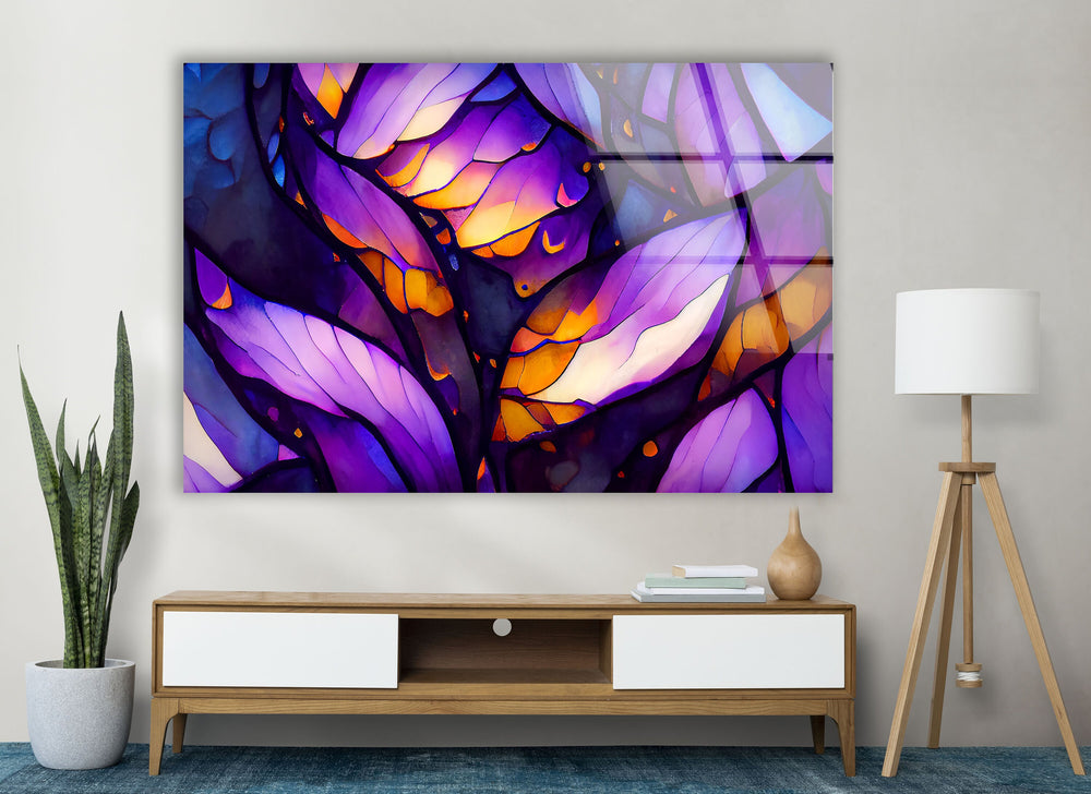 Purple Stained Glass Wall Art, glass wall art decor, glass art prints