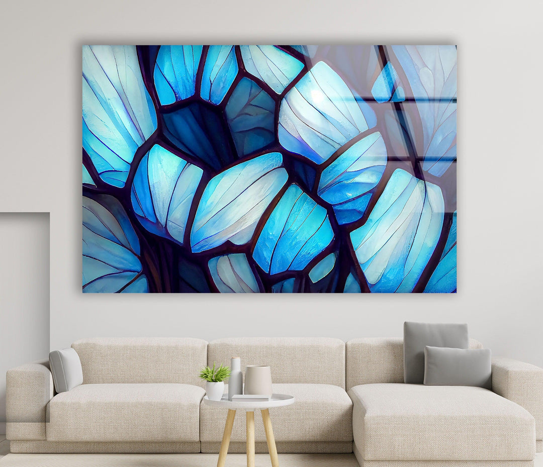 Stained Blue & White Glass Wall Art glass art painting, glass art for the Wall