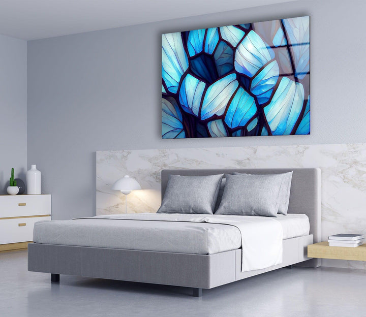 Stained Blue & White Glass Wall Art glass image printing, glass prints from photos