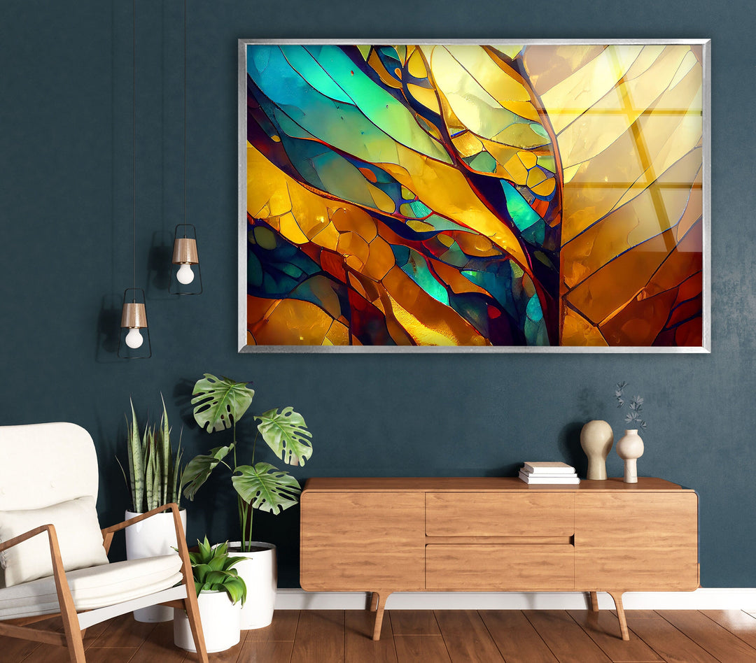 Stained Gold & Yellow Glass Wall Art custom glass photo prints, large glass prints