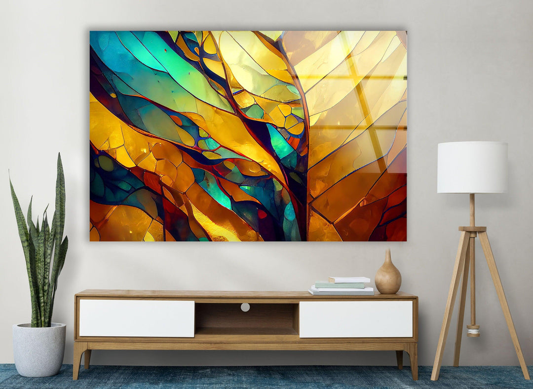 Stained Gold & Yellow Glass Wall Art stained glass wall art, stained glass wall decor