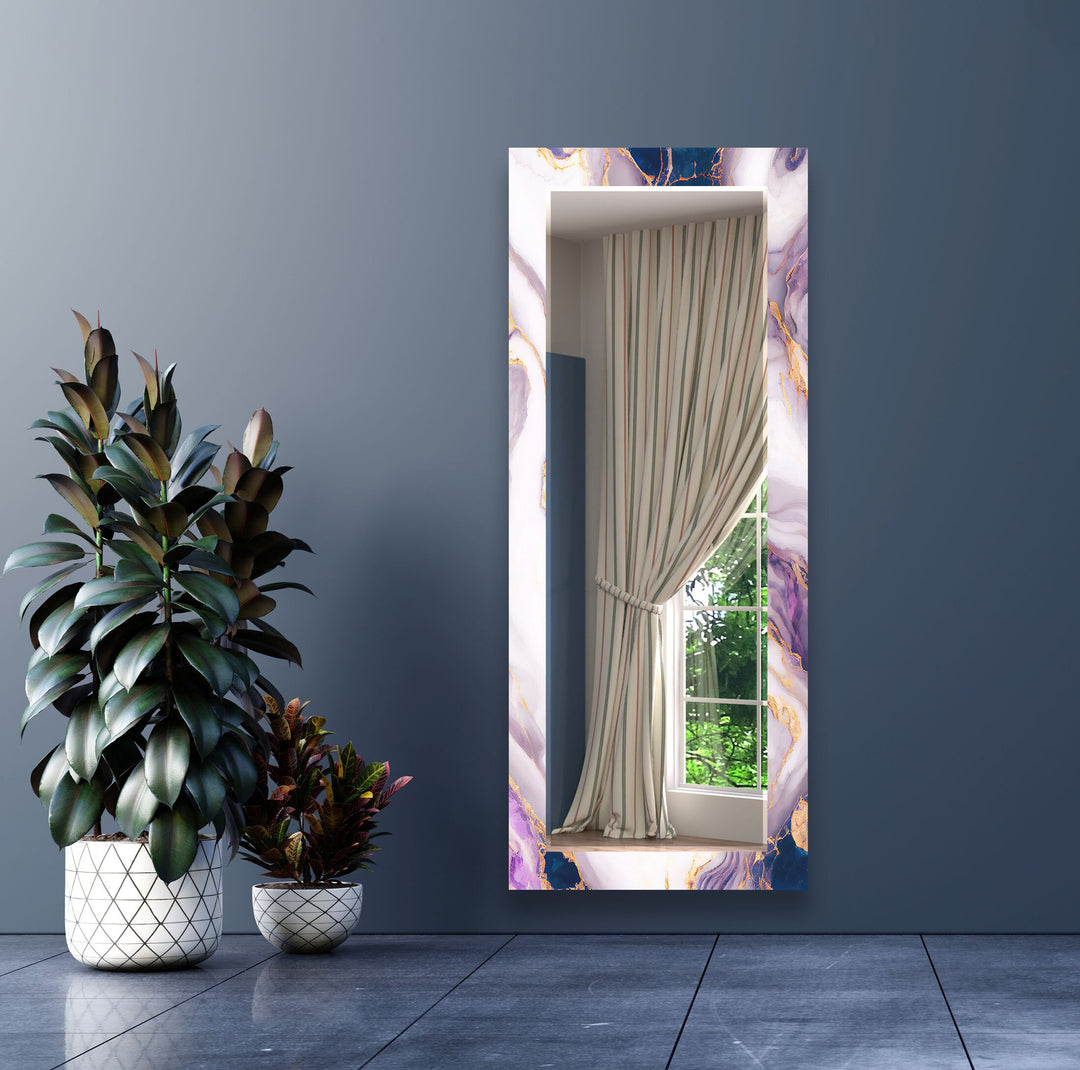 Vibrant Purple And Gold Abstract Wall Mirror Bedroom Wall Mirror
