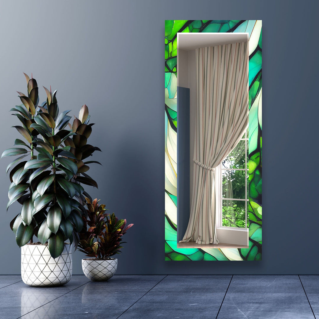 Green and White Abstract Wall Mirror huge wall mirror
