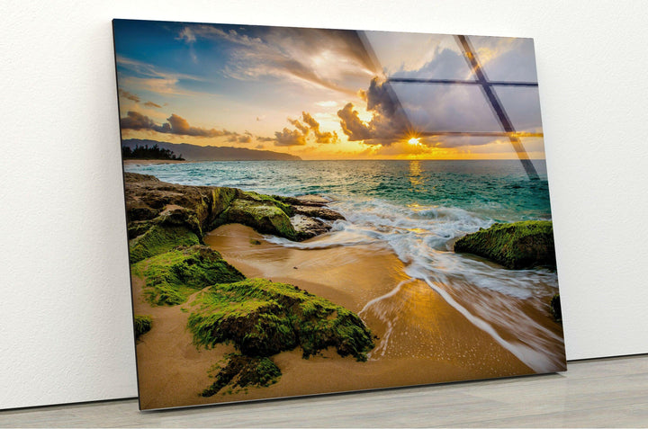 Beach Sunset View Tempered Glass Wall Art - MyPhotoStation