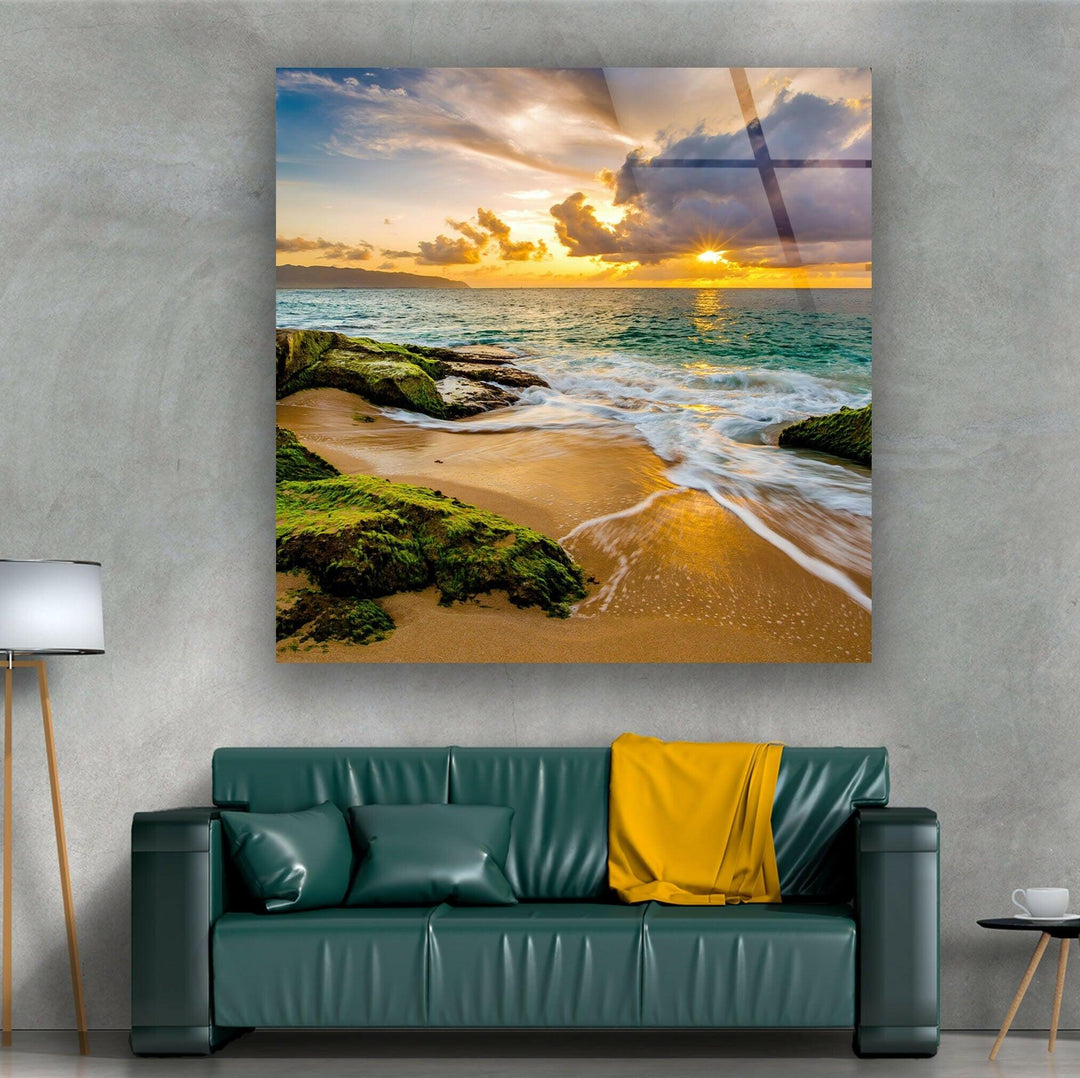 Beach Sunset View Tempered Glass Wall Art - MyPhotoStation