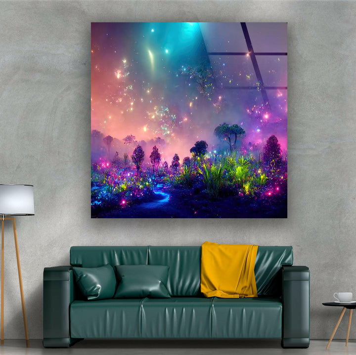 Bioluminescence Plants Glass Wall Art, glass pictures for Wall, glass prints wall art