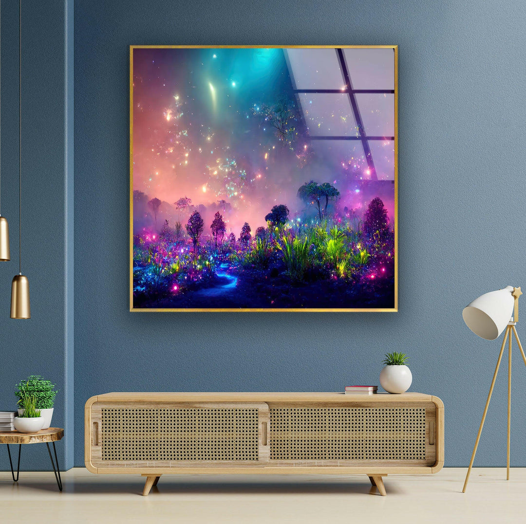 Bioluminescence Plants Glass Wall Art, photo print on glass, prints on glass wall art