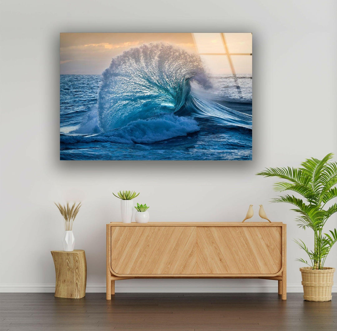 Big Ocean Wave Glass Wall Art glass image printing, glass prints from photos