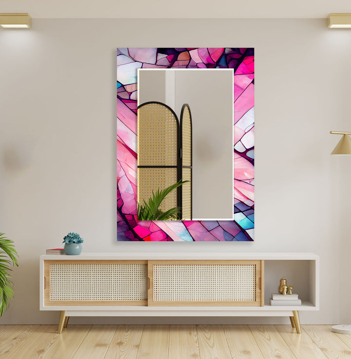 Pink Stained Wall Mirror Abstract Mirror
