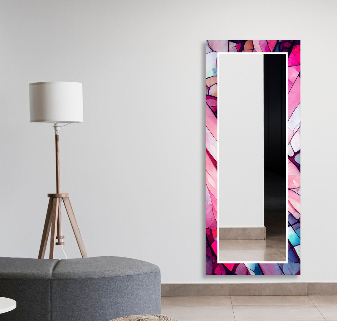 Pink Stained Wall Mirror Green Mirror	
