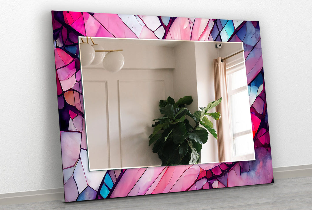 Pink Stained Wall Mirror Square Wall Mirror
