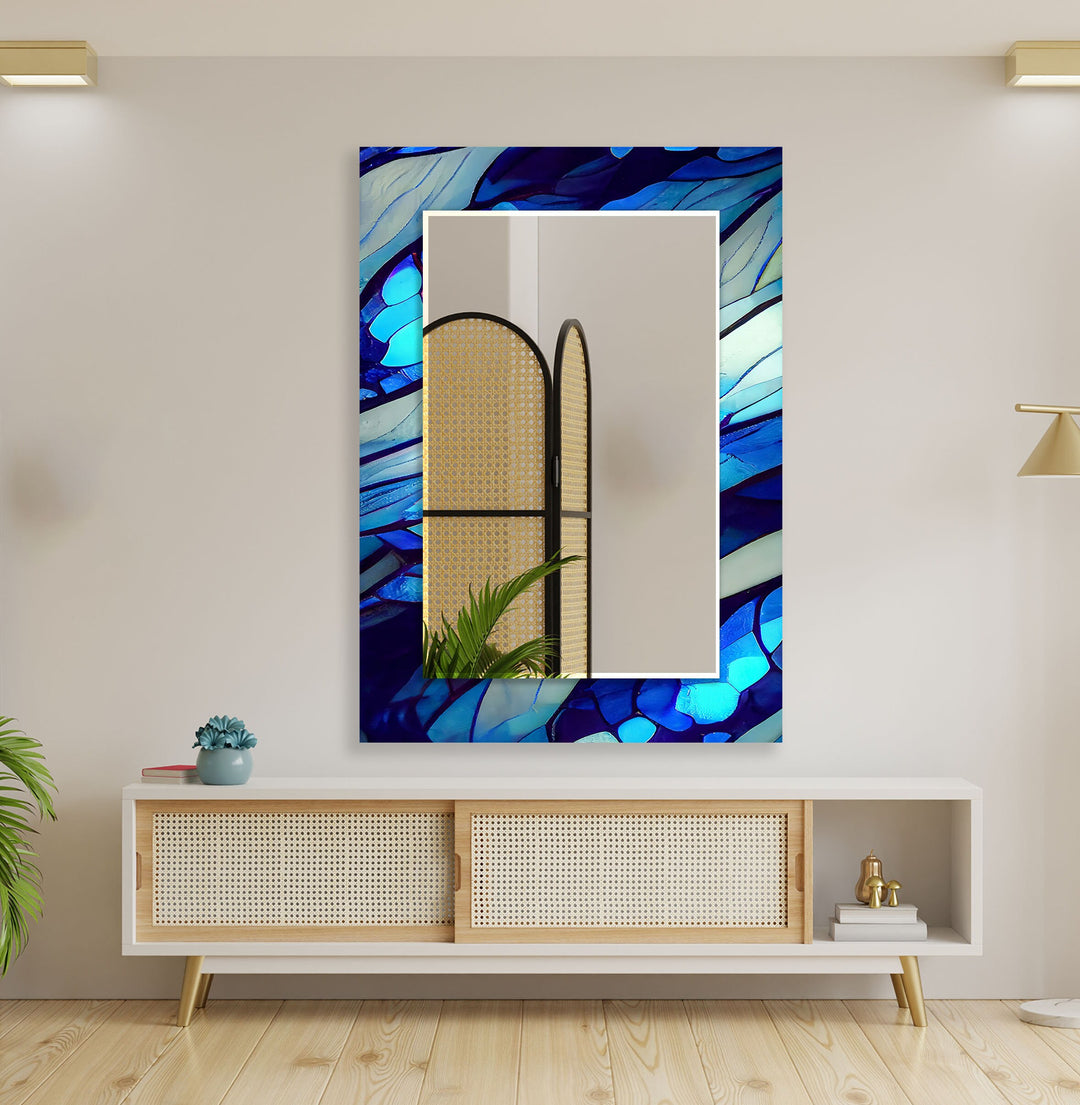 Blue Nacreous Abstract Wall Mirror oversized wall mirrors
