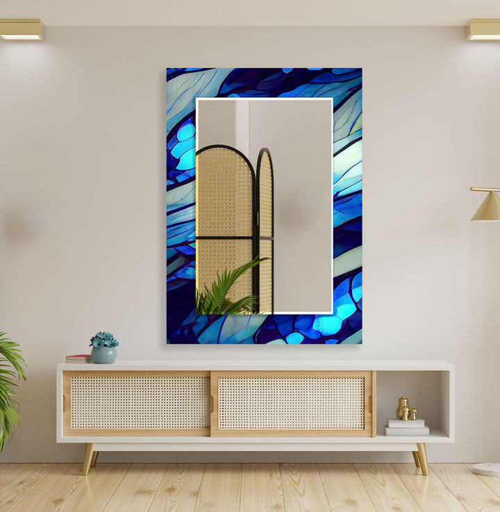 Blue Nacreous Abstract Wall Mirror oversized wall mirrors
