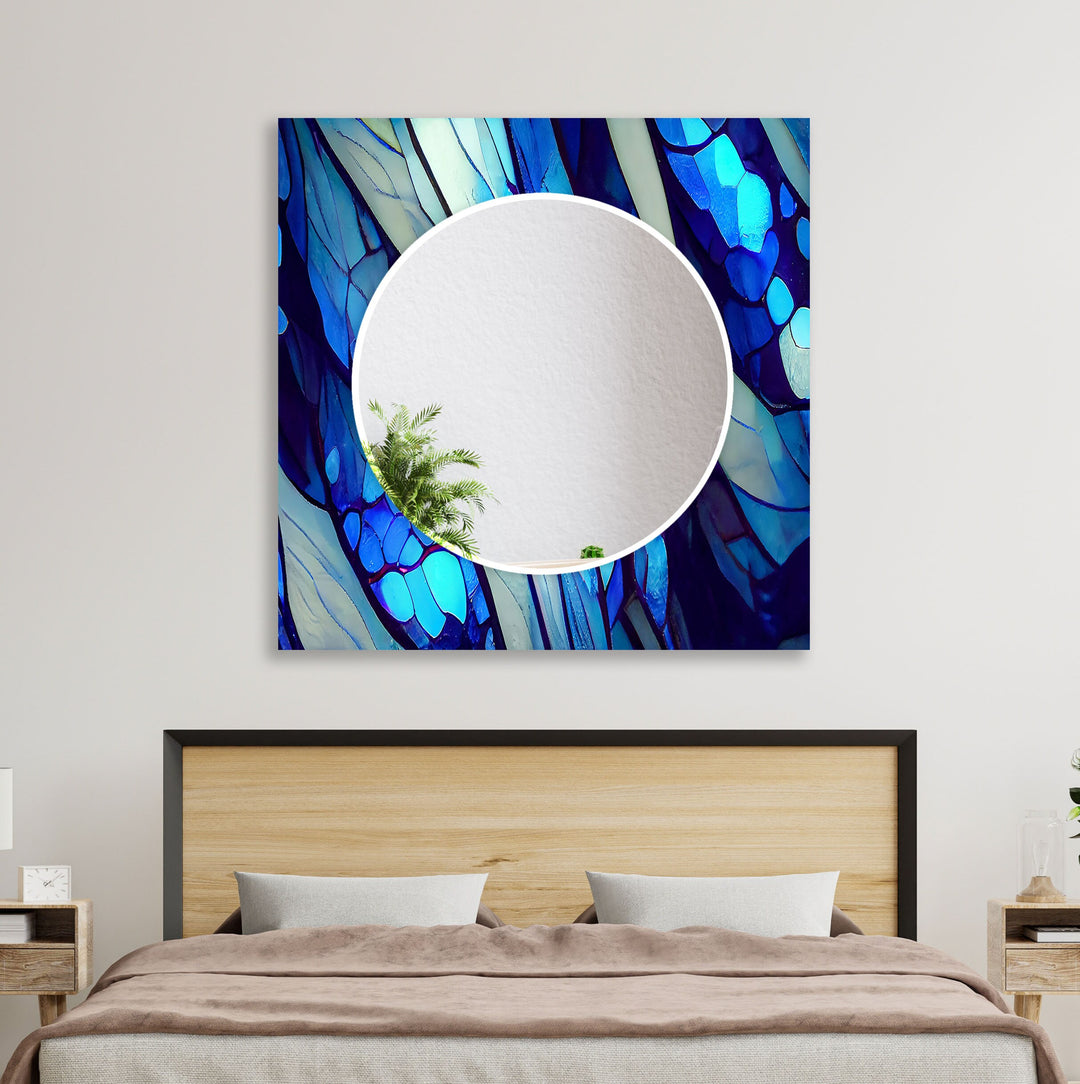 Blue Nacreous Abstract Wall Mirror bathroom mirror with lights
