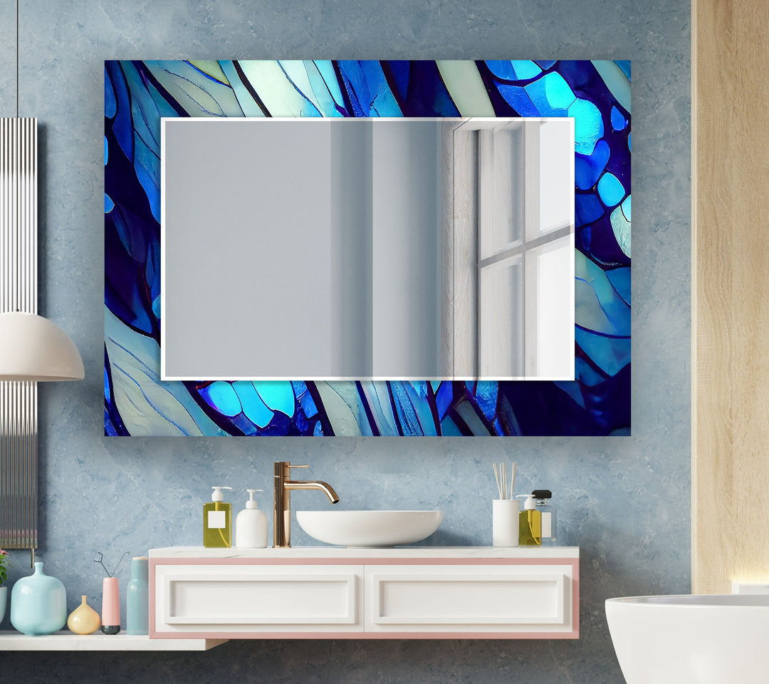 Blue Nacreous Abstract Wall Mirror modern mirror
