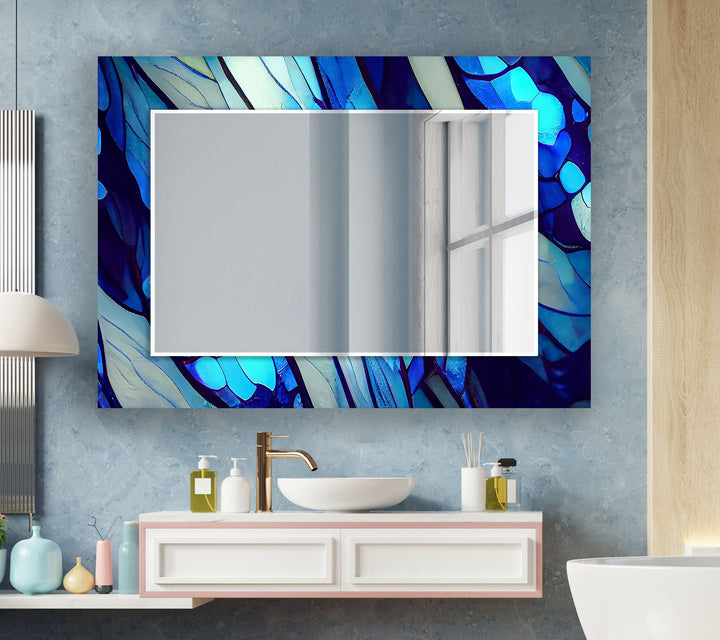 Blue Nacreous Abstract Wall Mirror modern mirror
