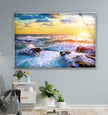 Sea Waves Tempered Glass Wall Art