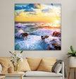 Sea Waves Tempered Glass Wall Art