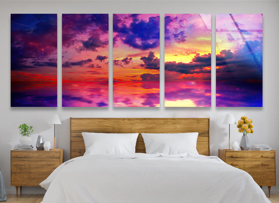 Abstract Vivid Sky at Sunset Glass Wall Art, glass pictures for Wall, glass prints wall art