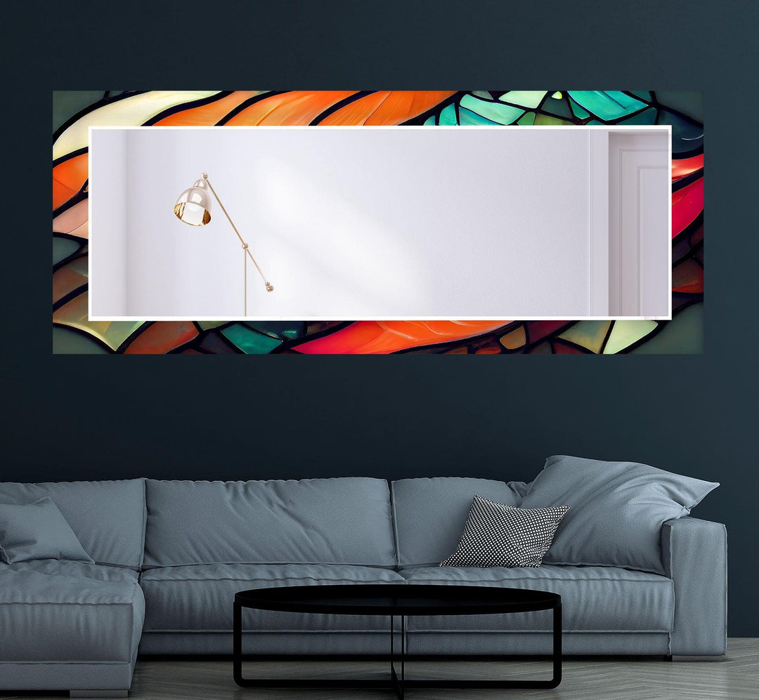 Stained Orange Green Wall Mirror large wall mirror
