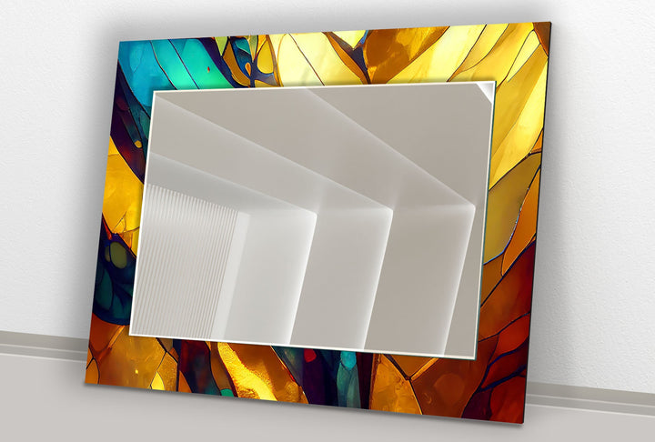 Stained Golden and Orange Wall Mirror Gold Wall Mirror
