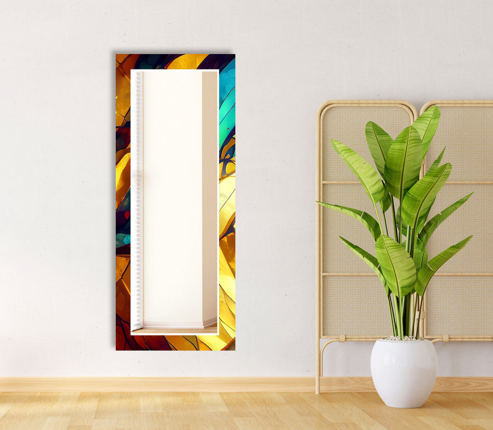 Stained Golden and Orange Wall Mirror Bedroom Mirror
