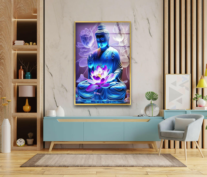 Buddha Lotus Flower Glass Wall Decor for Homes